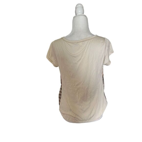 Tiny Women's Peacock Patchwork Tie Front Short Sleeve Top XS - Picture 2 of 6